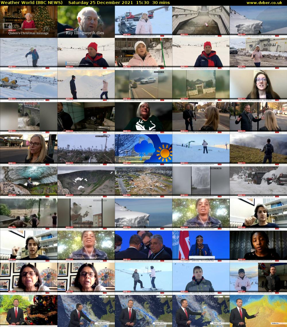 Weather World (BBC NEWS) Saturday 25 December 2021 15:30 - 16:00
