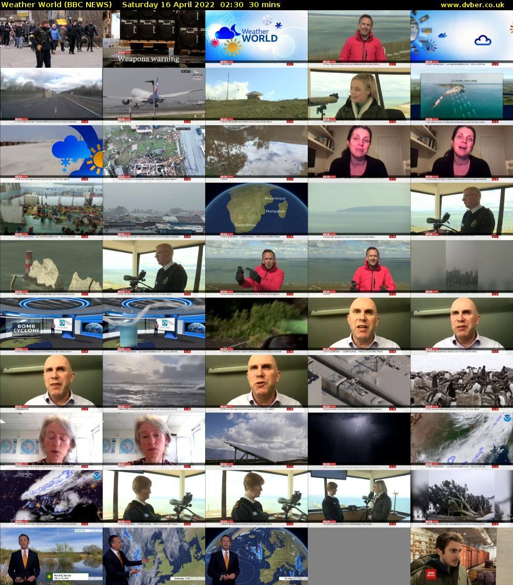 Weather World (BBC NEWS) Saturday 16 April 2022 02:30 - 03:00