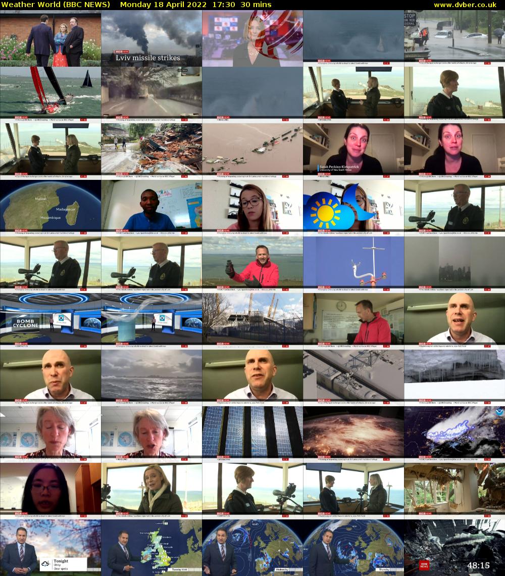 Weather World (BBC NEWS) Monday 18 April 2022 17:30 - 18:00