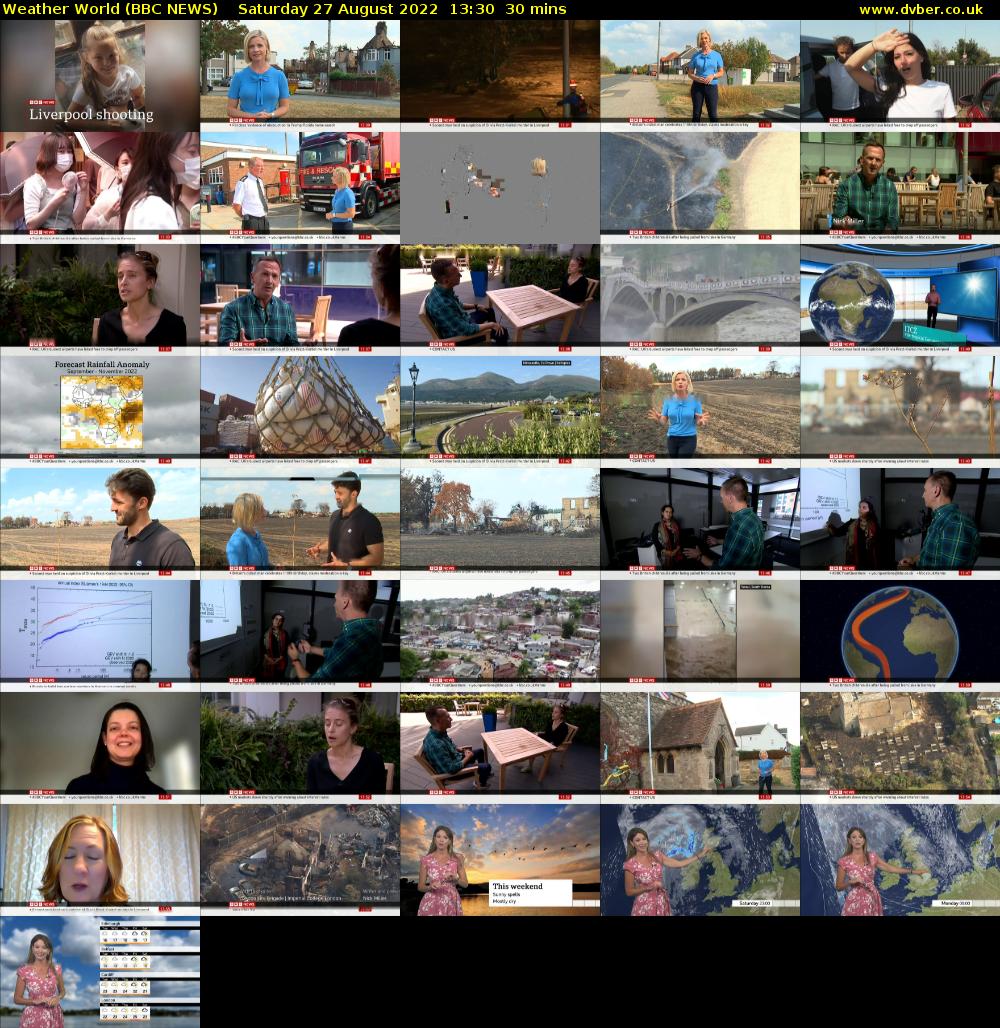 Weather World (BBC NEWS) Saturday 27 August 2022 13:30 - 14:00