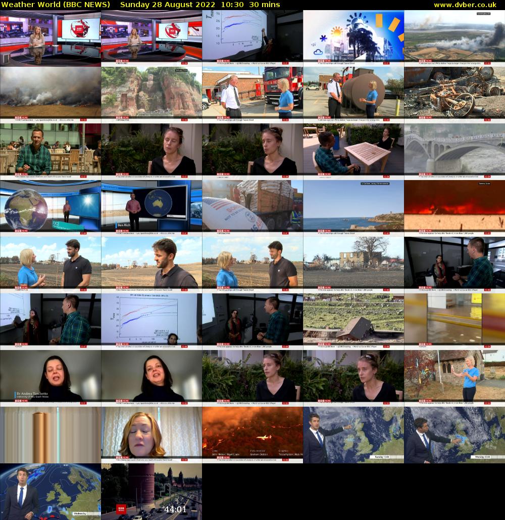 Weather World (BBC NEWS) Sunday 28 August 2022 10:30 - 11:00