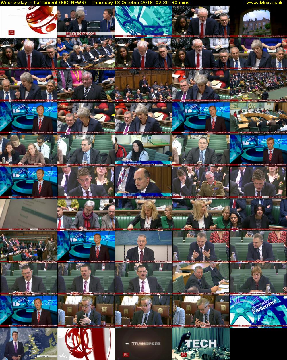 Wednesday in Parliament (BBC NEWS) Thursday 18 October 2018 02:30 - 03:00