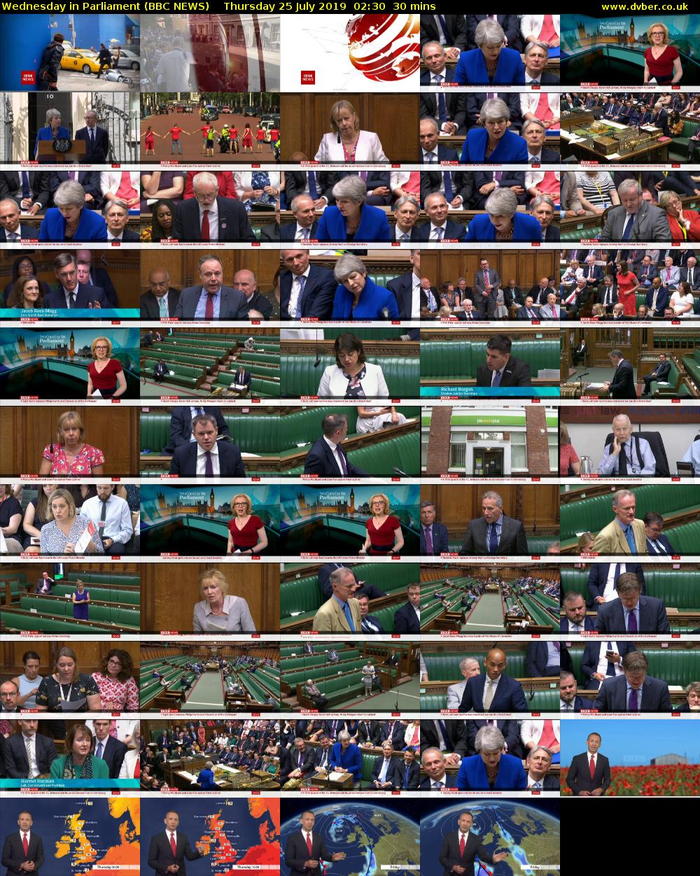 Wednesday in Parliament (BBC NEWS) Thursday 25 July 2019 02:30 - 03:00