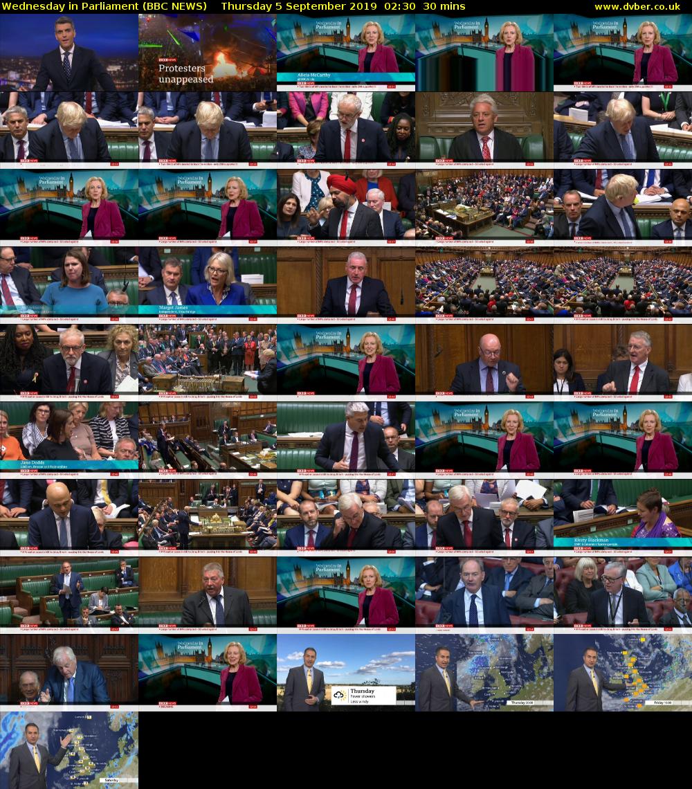 Wednesday in Parliament (BBC NEWS) Thursday 5 September 2019 02:30 - 03:00