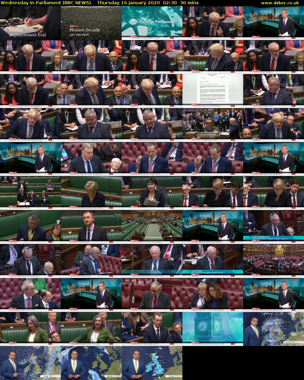 Wednesday in Parliament (BBC NEWS) Thursday 16 January 2020 02:30 - 03:00