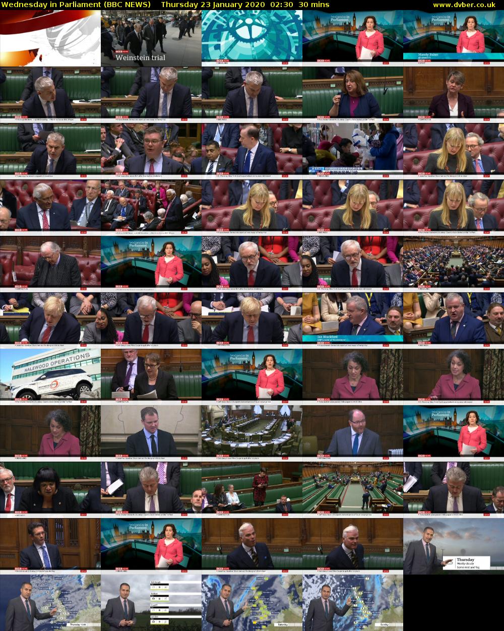 Wednesday in Parliament (BBC NEWS) Thursday 23 January 2020 02:30 - 03:00