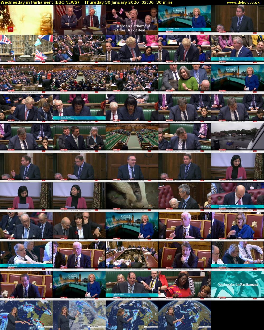 Wednesday in Parliament (BBC NEWS) Thursday 30 January 2020 02:30 - 03:00