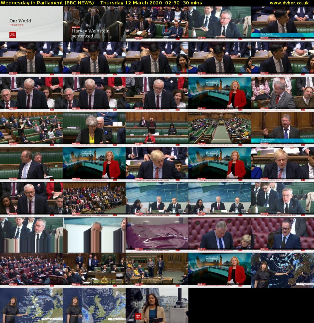 Wednesday in Parliament (BBC NEWS) Thursday 12 March 2020 02:30 - 03:00