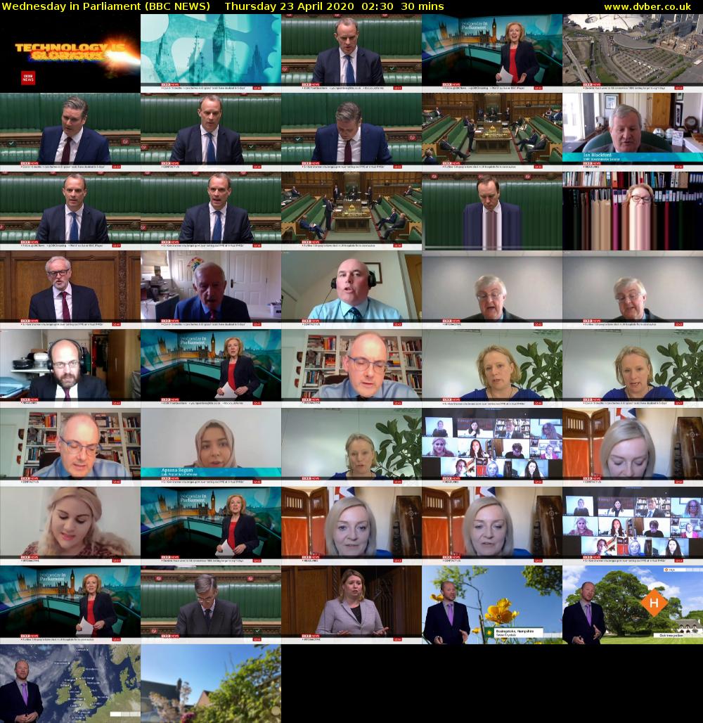 Wednesday in Parliament (BBC NEWS) Thursday 23 April 2020 02:30 - 03:00