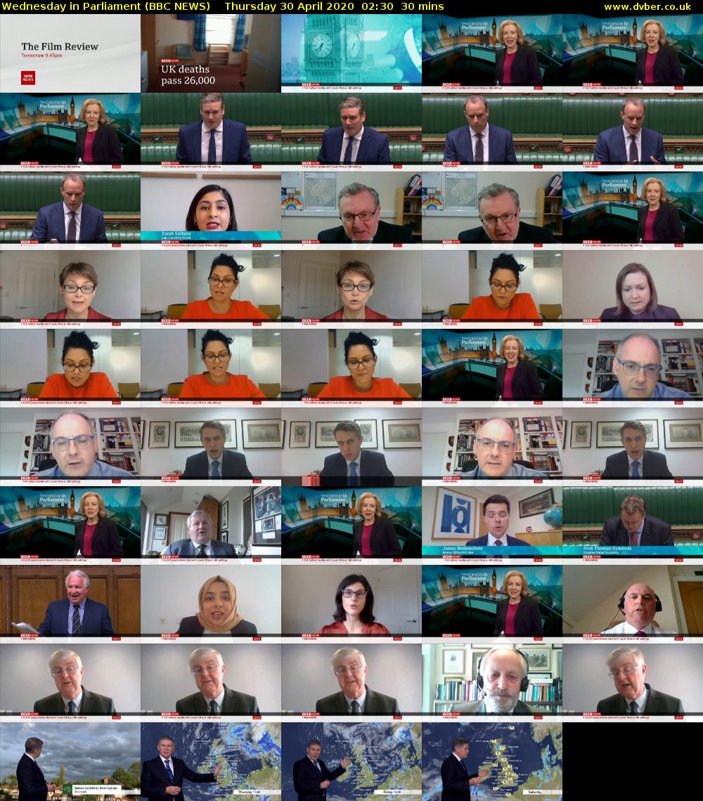 Wednesday in Parliament (BBC NEWS) Thursday 30 April 2020 02:30 - 03:00