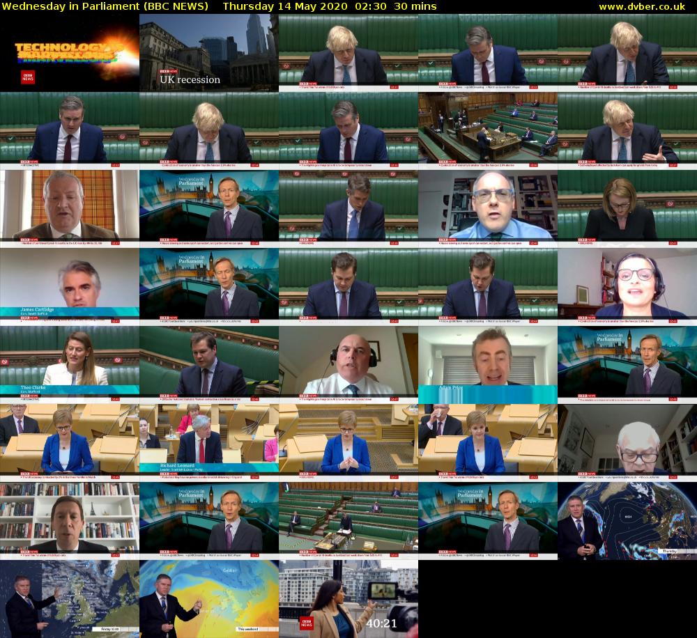 Wednesday in Parliament (BBC NEWS) Thursday 14 May 2020 02:30 - 03:00