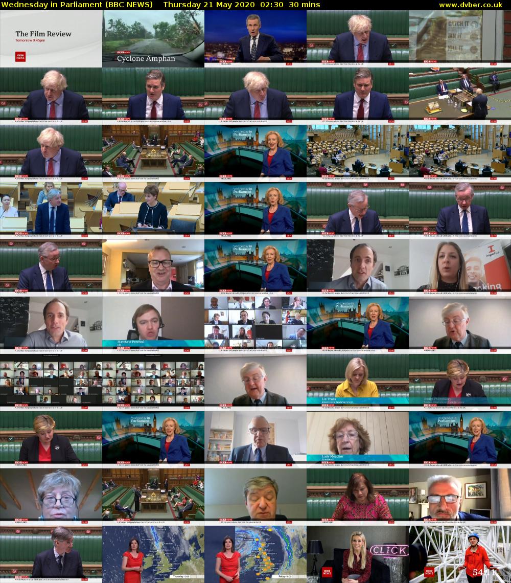 Wednesday in Parliament (BBC NEWS) Thursday 21 May 2020 02:30 - 03:00