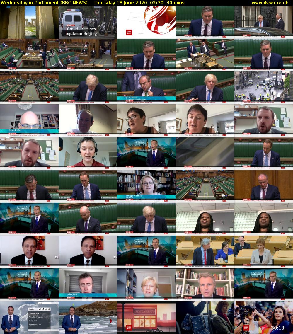 Wednesday in Parliament (BBC NEWS) Thursday 18 June 2020 02:30 - 03:00