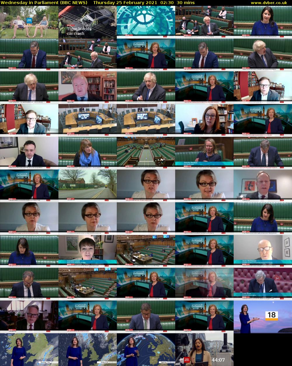Wednesday in Parliament (BBC NEWS) Thursday 25 February 2021 02:30 - 03:00