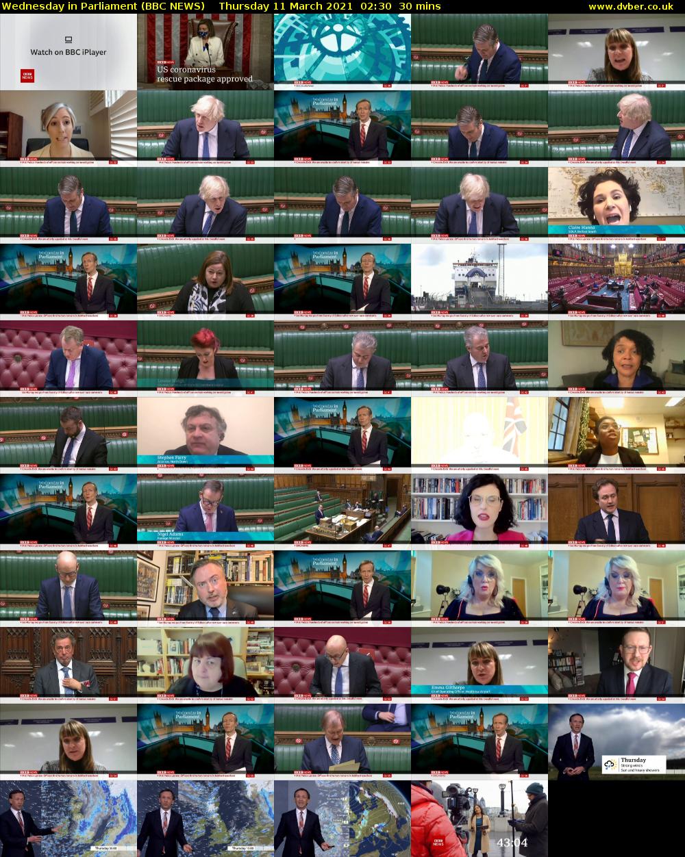 Wednesday in Parliament (BBC NEWS) Thursday 11 March 2021 02:30 - 03:00