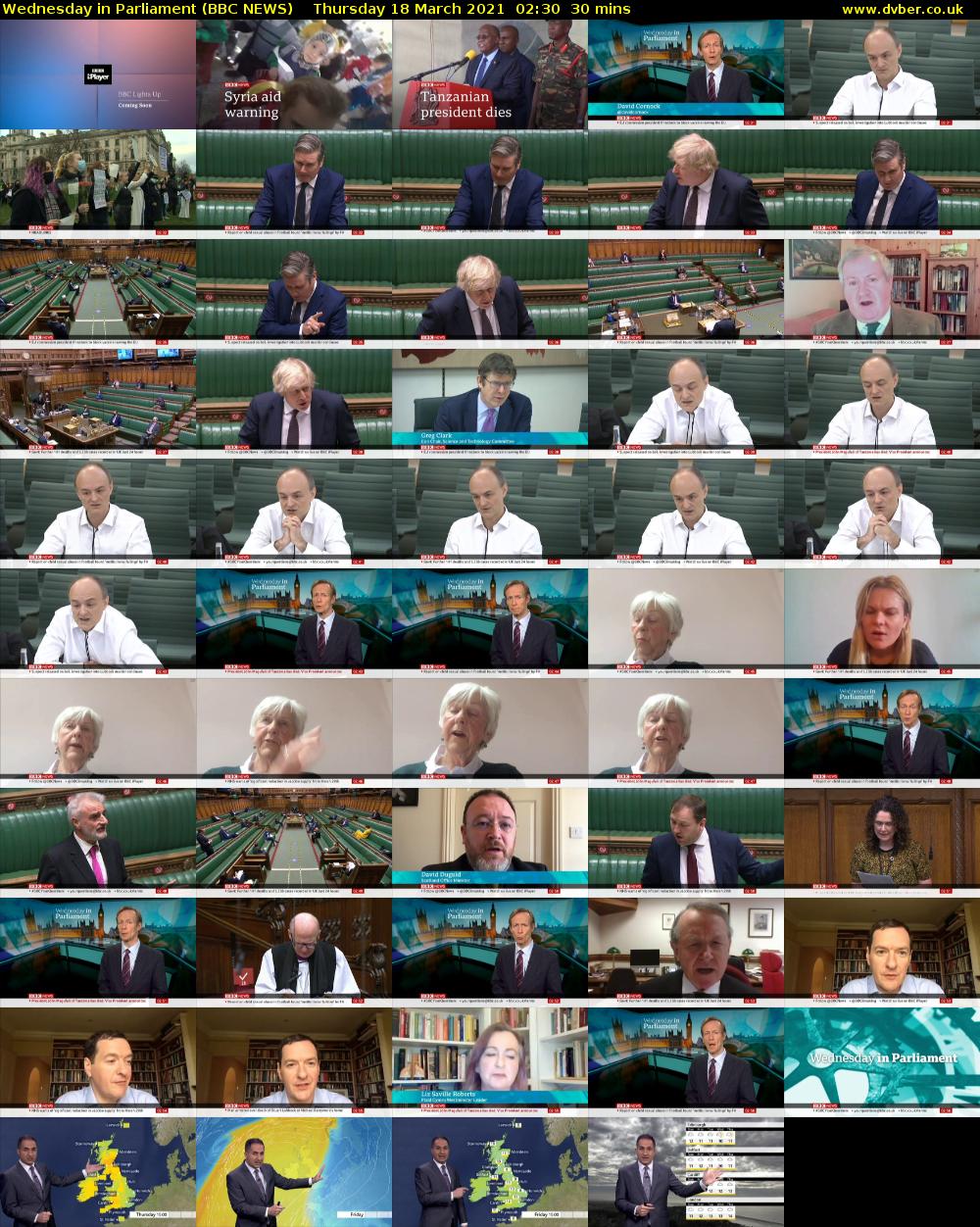 Wednesday in Parliament (BBC NEWS) Thursday 18 March 2021 02:30 - 03:00