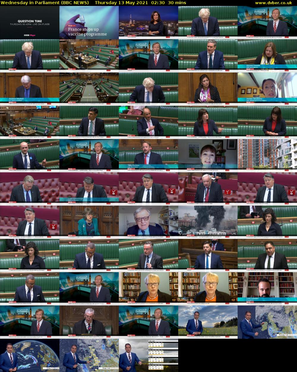 Wednesday in Parliament (BBC NEWS) Thursday 13 May 2021 02:30 - 03:00