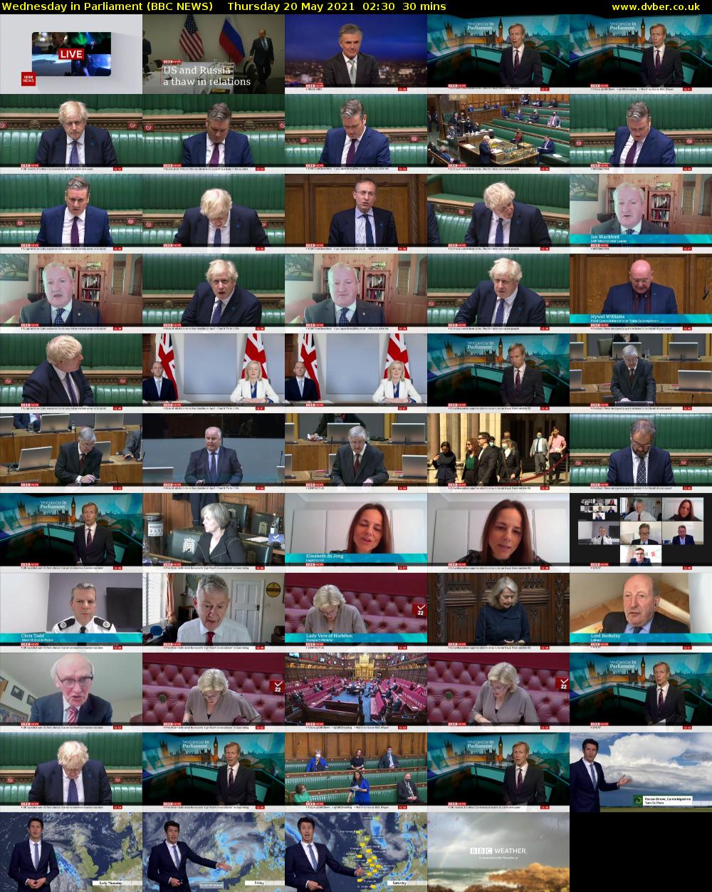 Wednesday in Parliament (BBC NEWS) Thursday 20 May 2021 02:30 - 03:00