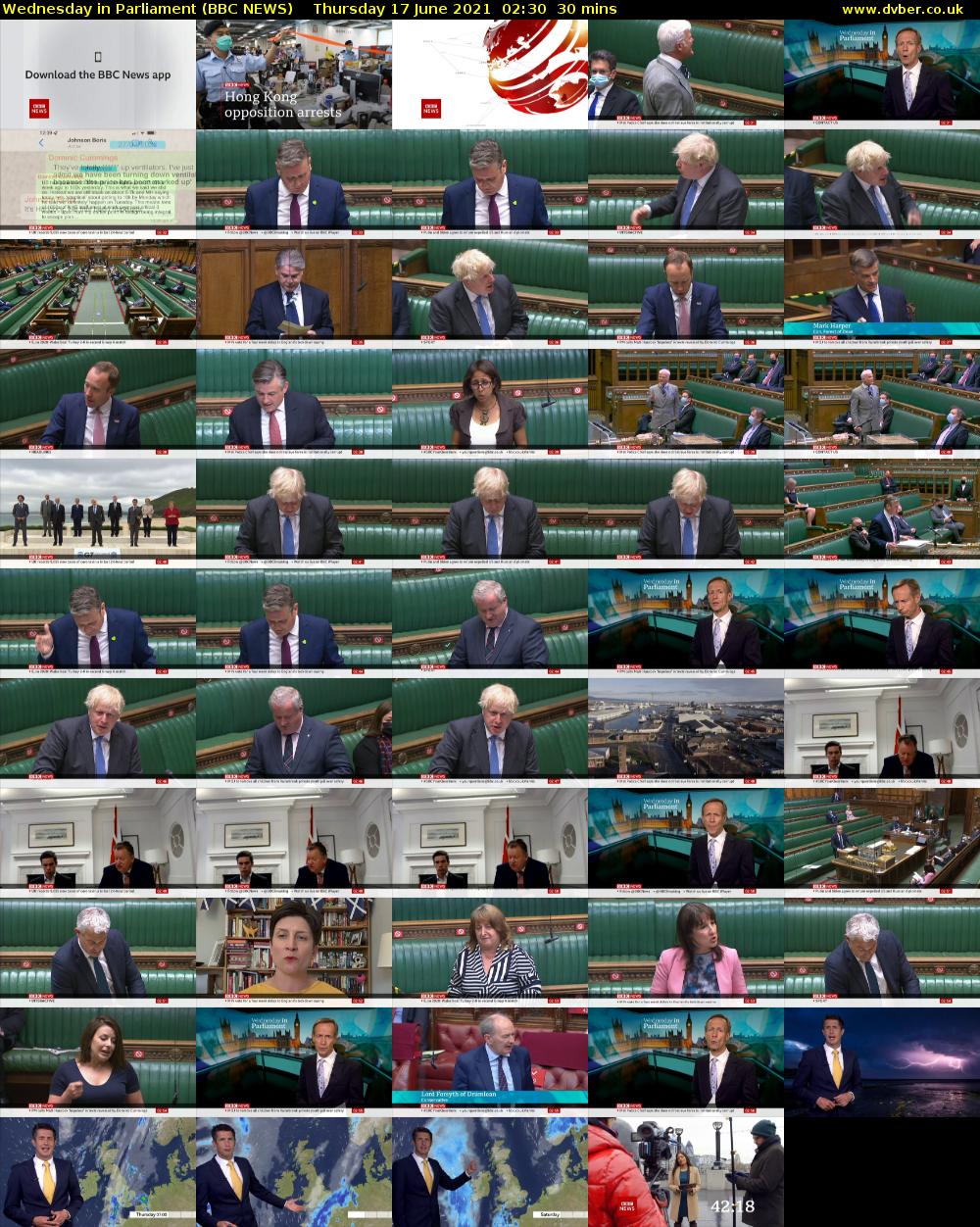 Wednesday in Parliament (BBC NEWS) Thursday 17 June 2021 02:30 - 03:00