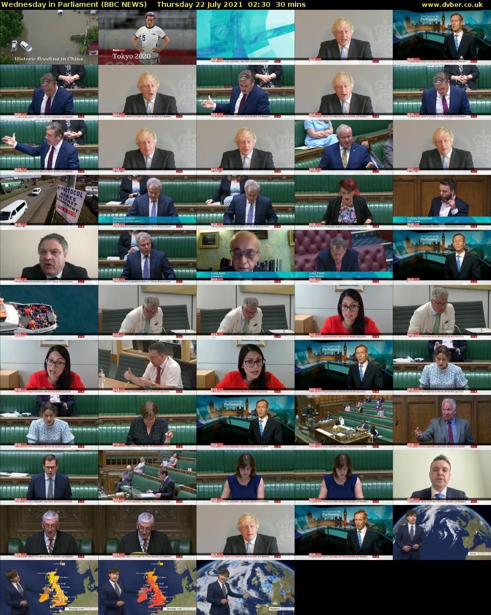 Wednesday in Parliament (BBC NEWS) Thursday 22 July 2021 02:30 - 03:00