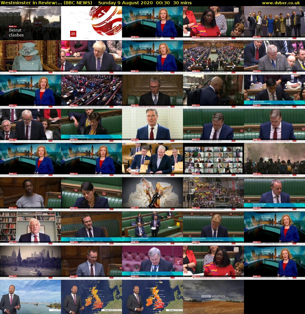 Westminster in Review:... (BBC NEWS) Sunday 9 August 2020 00:30 - 01:00
