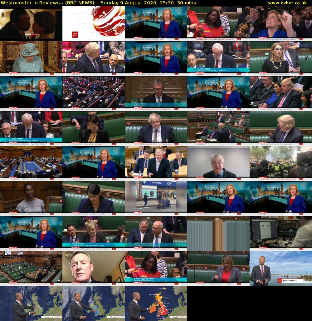 Westminster in Review:... (BBC NEWS) Sunday 9 August 2020 05:30 - 06:00
