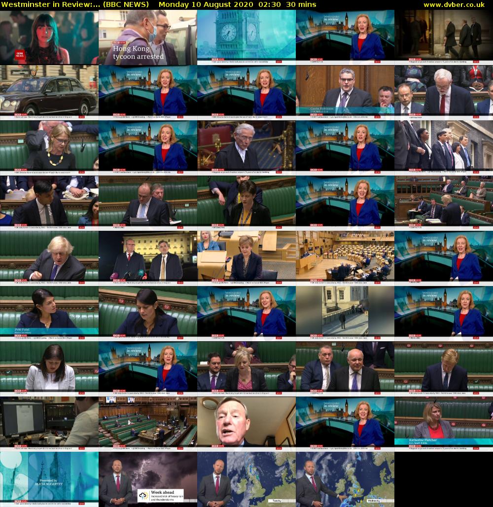 Westminster in Review:... (BBC NEWS) Monday 10 August 2020 02:30 - 03:00