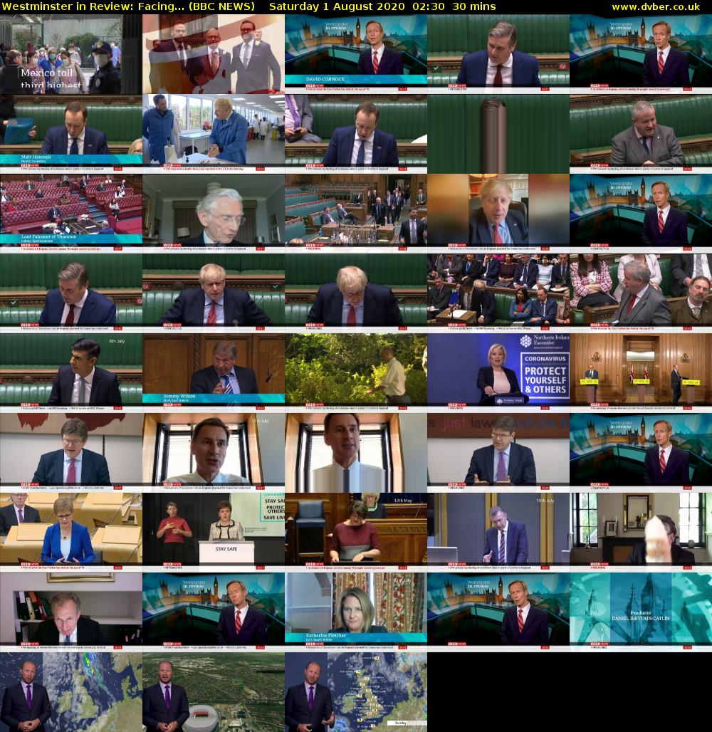 Westminster in Review: Facing... (BBC NEWS) Saturday 1 August 2020 02:30 - 03:00