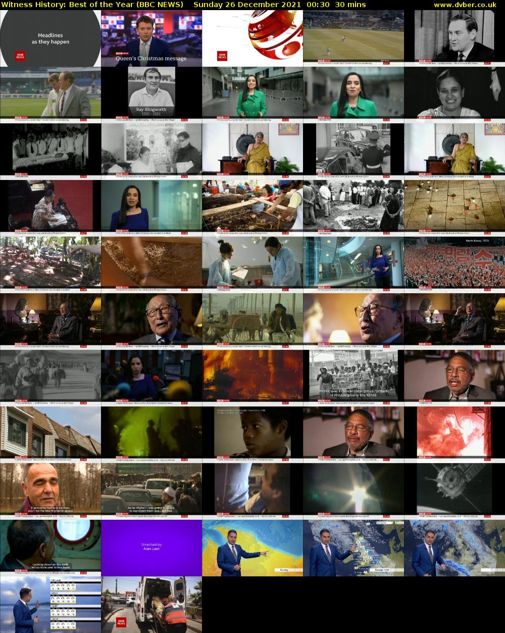 Witness History: Best of the Year (BBC NEWS) Sunday 26 December 2021 00:30 - 01:00