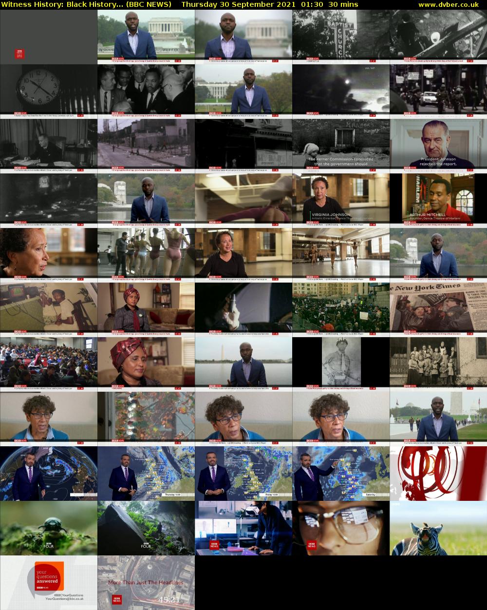 Witness History: Black History... (BBC NEWS) Thursday 30 September 2021 01:30 - 02:00