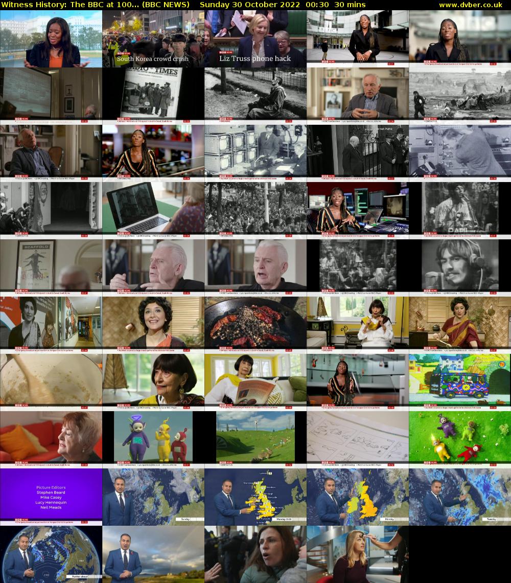 Witness History: The BBC at 100... (BBC NEWS) Sunday 30 October 2022 00:30 - 01:00