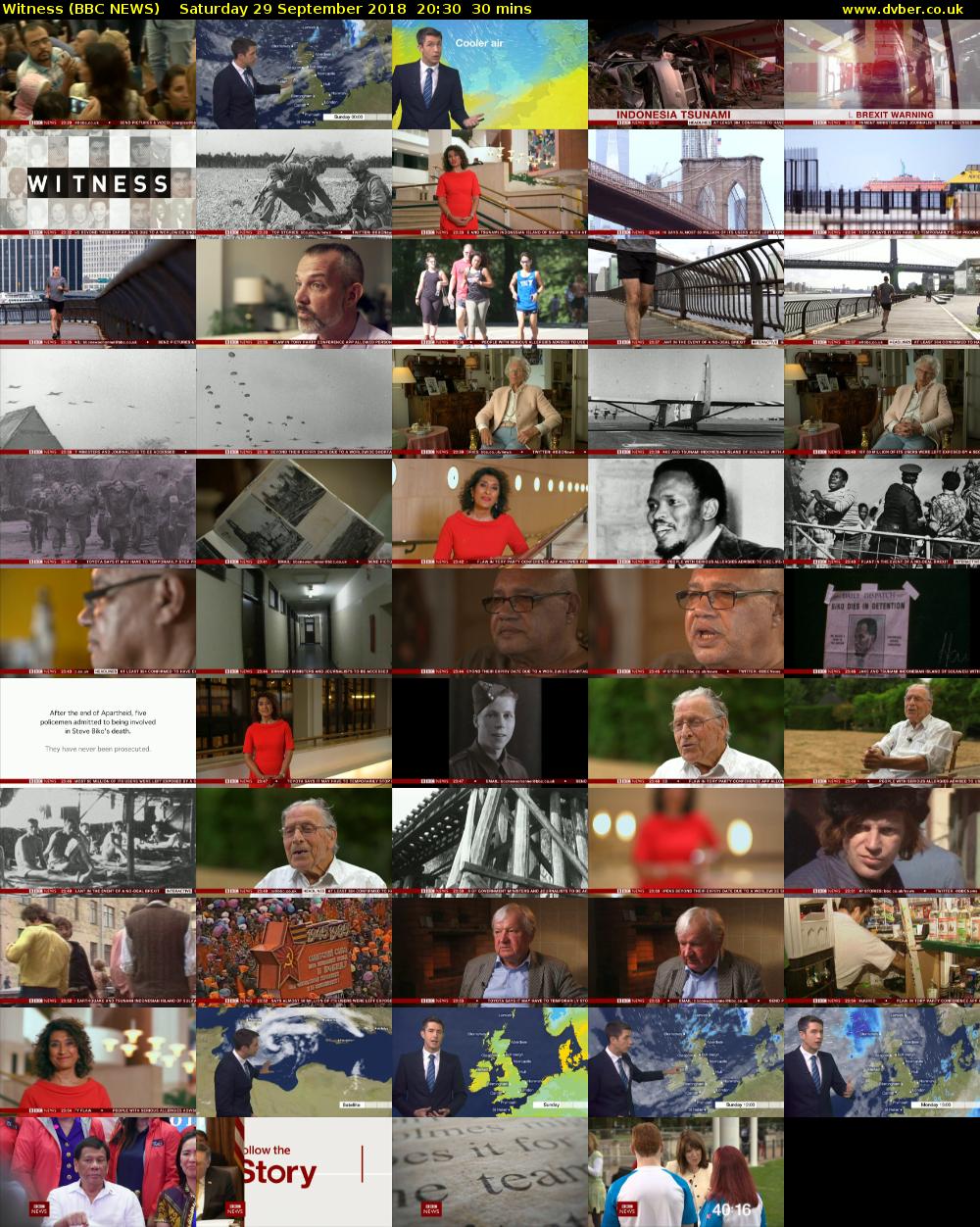 Witness (BBC NEWS) Saturday 29 September 2018 20:30 - 21:00