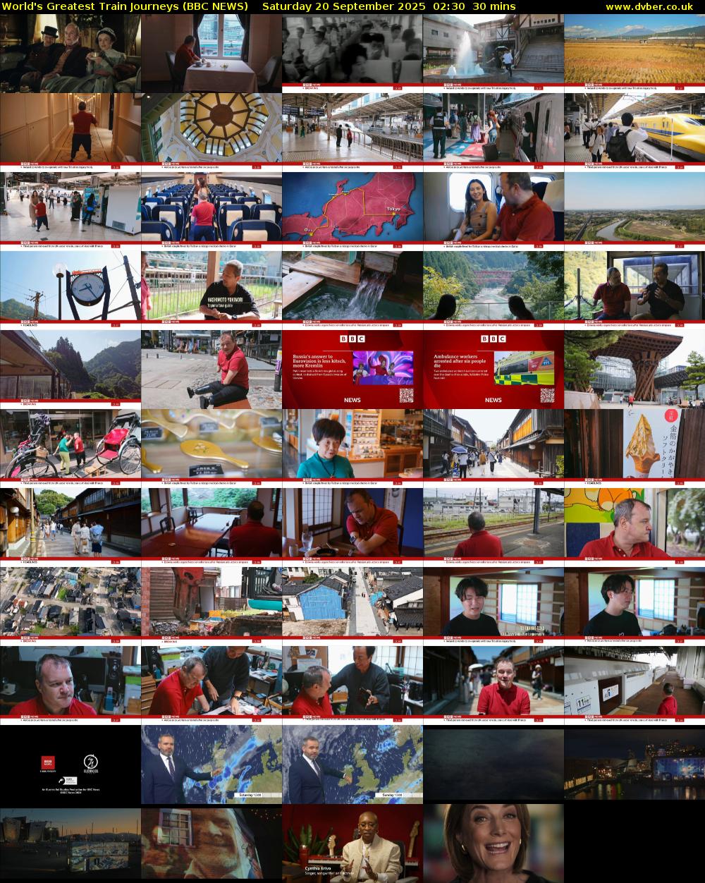 World's Greatest Train Journeys (BBC NEWS) Saturday 20 September 2025 02:30 - 03:00