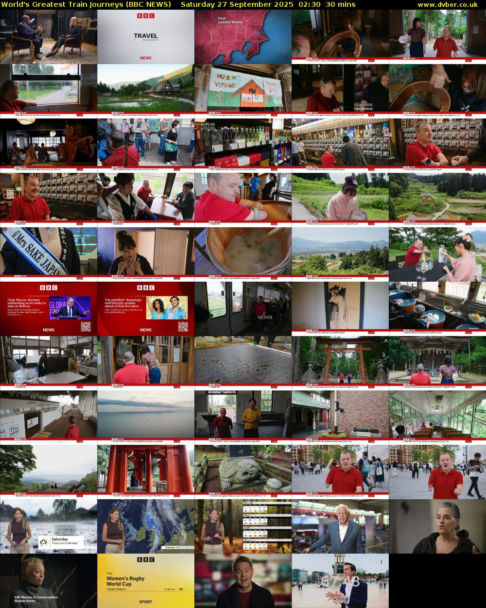 World's Greatest Train Journeys (BBC NEWS) Saturday 27 September 2025 02:30 - 03:00