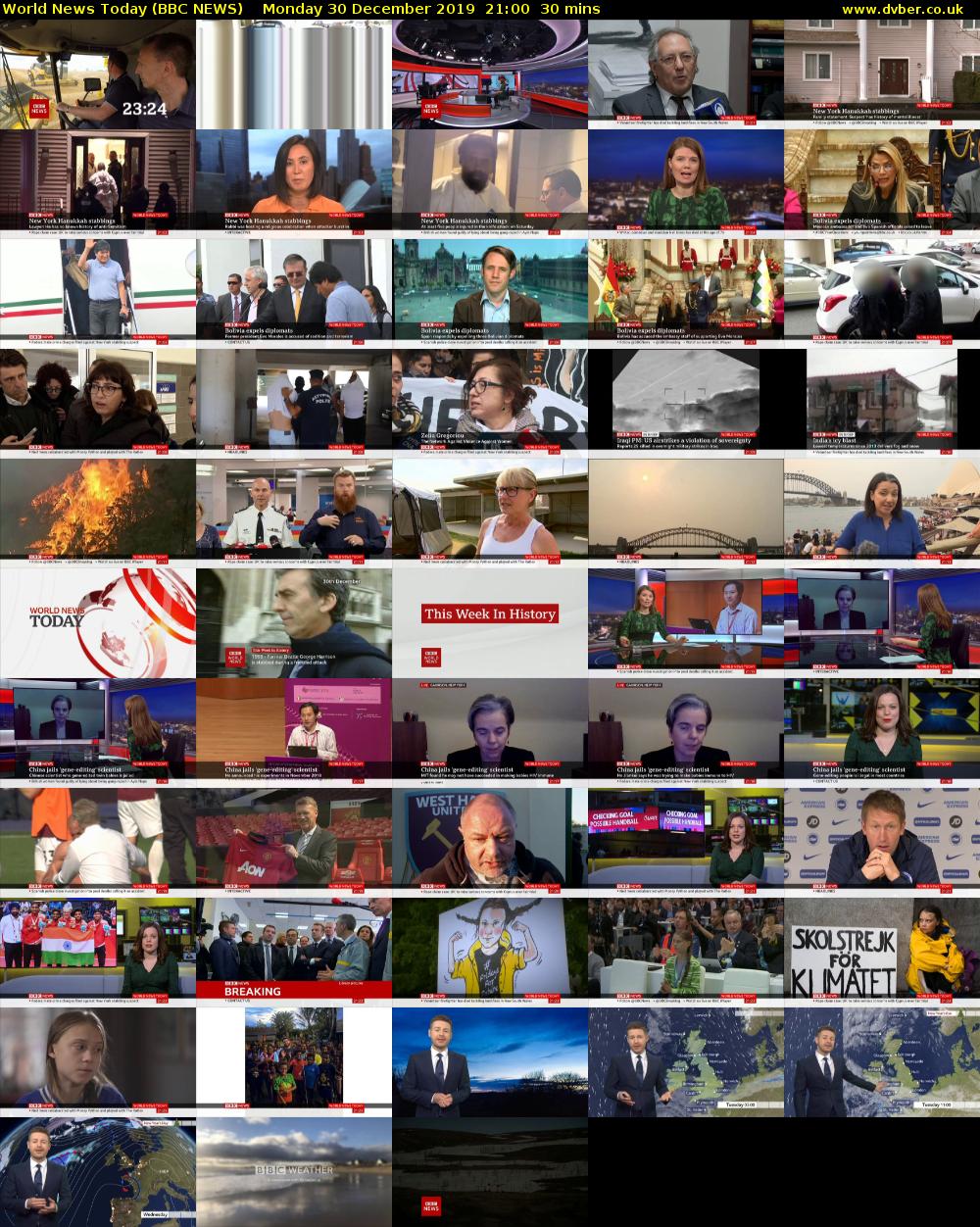 World News Today (BBC NEWS) Monday 30 December 2019 21:00 - 21:30