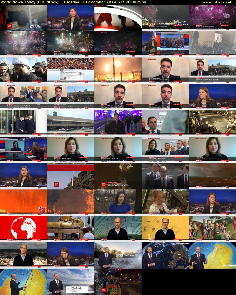 World News Today (BBC NEWS) Tuesday 31 December 2019 21:00 - 21:30