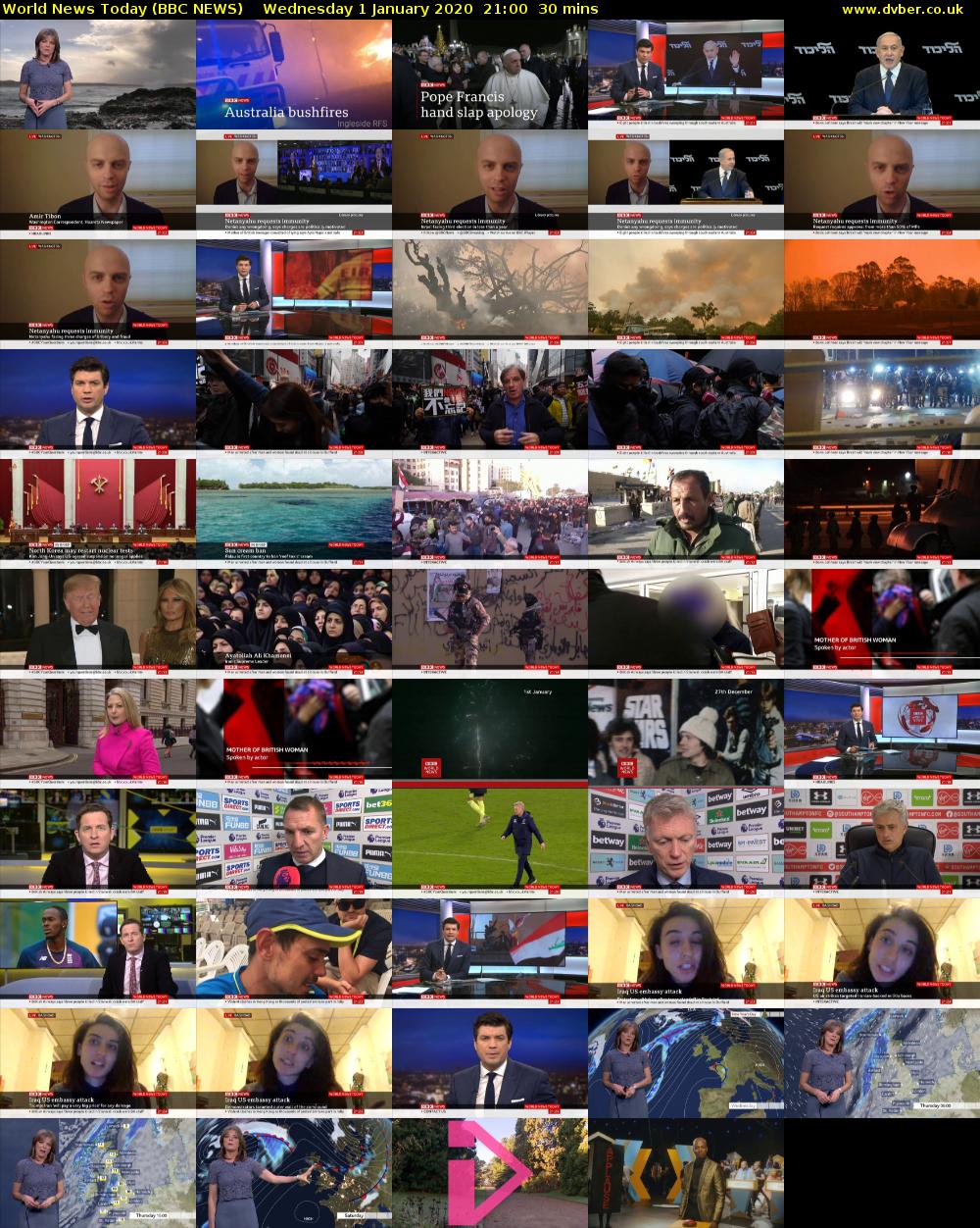 World News Today (BBC NEWS) Wednesday 1 January 2020 21:00 - 21:30