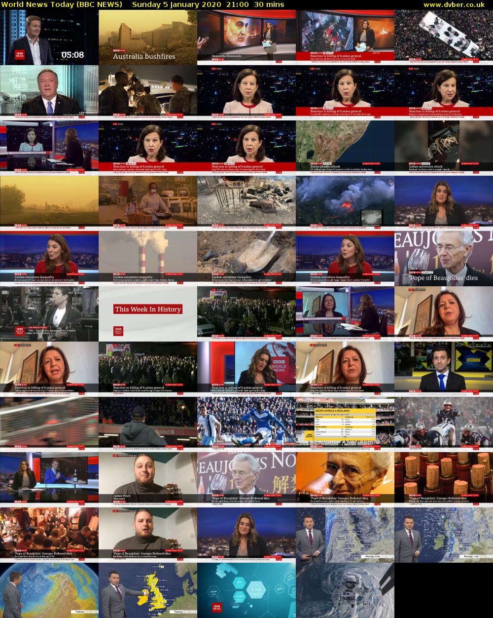 World News Today (BBC NEWS) Sunday 5 January 2020 21:00 - 21:30