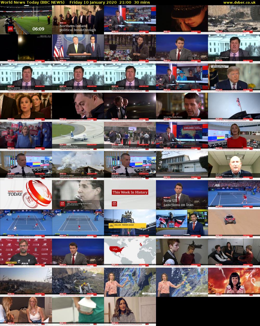 World News Today (BBC NEWS) Friday 10 January 2020 21:00 - 21:30
