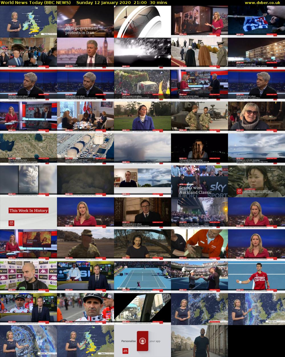 World News Today (BBC NEWS) Sunday 12 January 2020 21:00 - 21:30