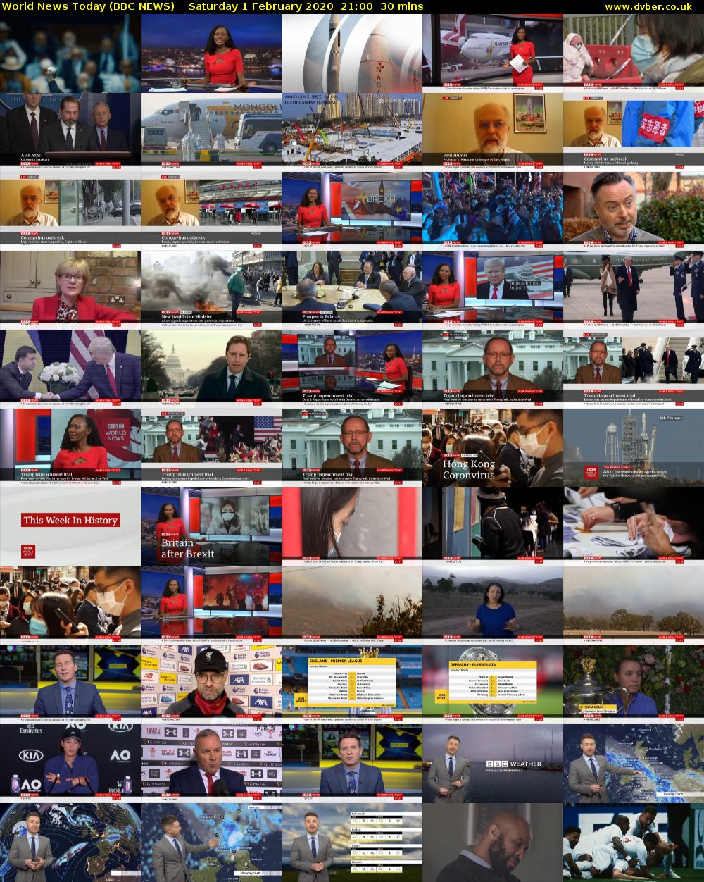 World News Today (BBC NEWS) Saturday 1 February 2020 21:00 - 21:30