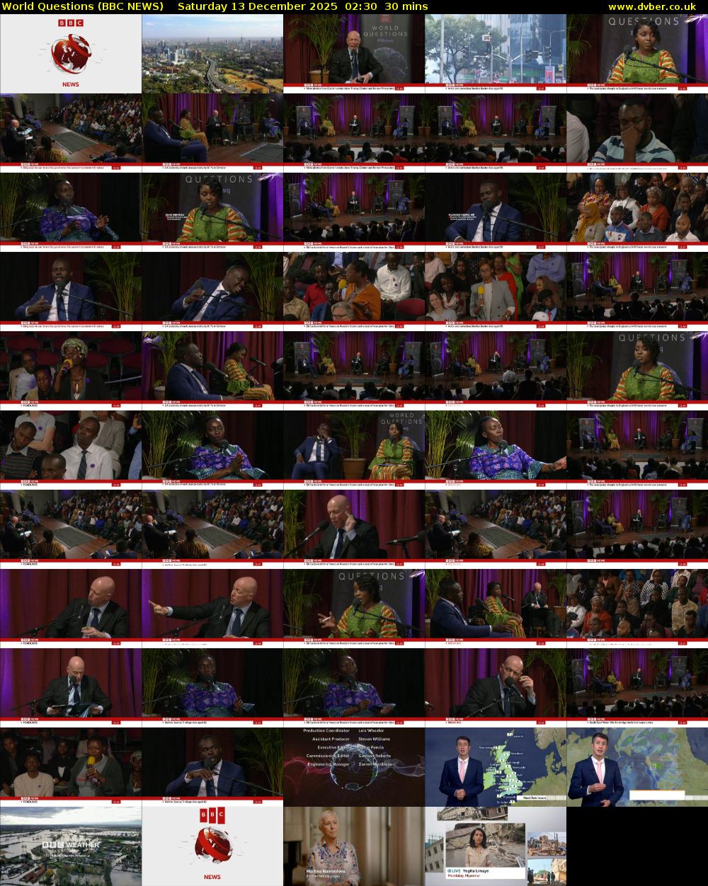 World Questions (BBC NEWS) Saturday 13 December 2025 02:30 - 03:00