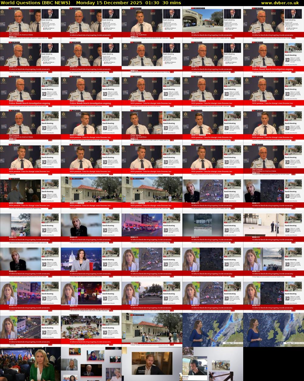 World Questions (BBC NEWS) Monday 15 December 2025 01:30 - 02:00