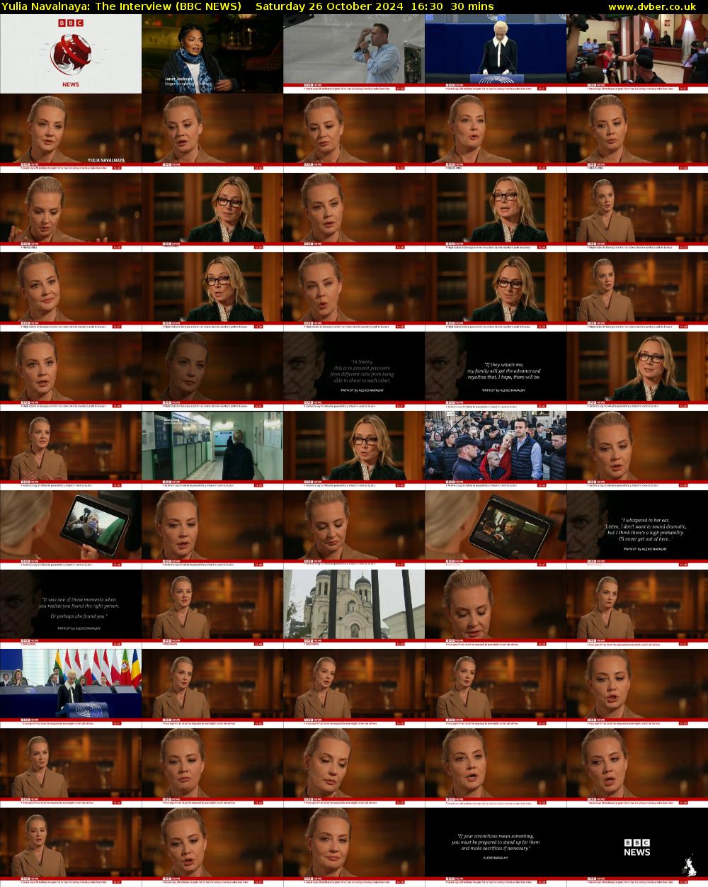 Yulia Navalnaya: The Interview (BBC NEWS) Saturday 26 October 2024 16:30 - 17:00
