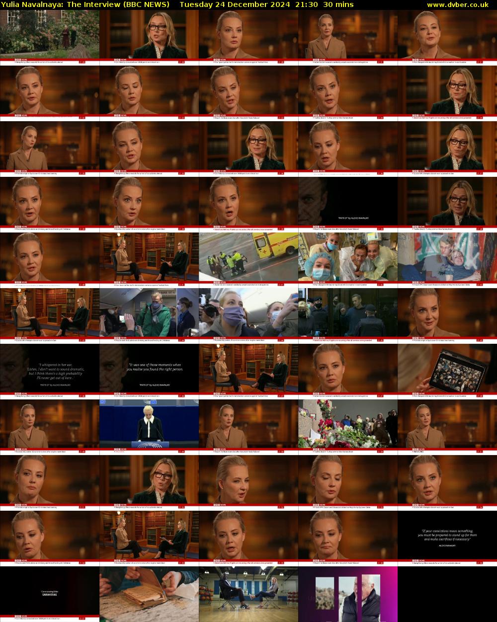 Yulia Navalnaya: The Interview (BBC NEWS) Tuesday 24 December 2024 21:30 - 22:00