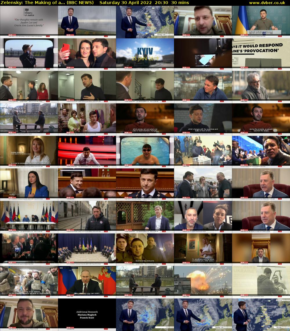 Zelensky: The Making of a... (BBC NEWS) Saturday 30 April 2022 20:30 - 21:00