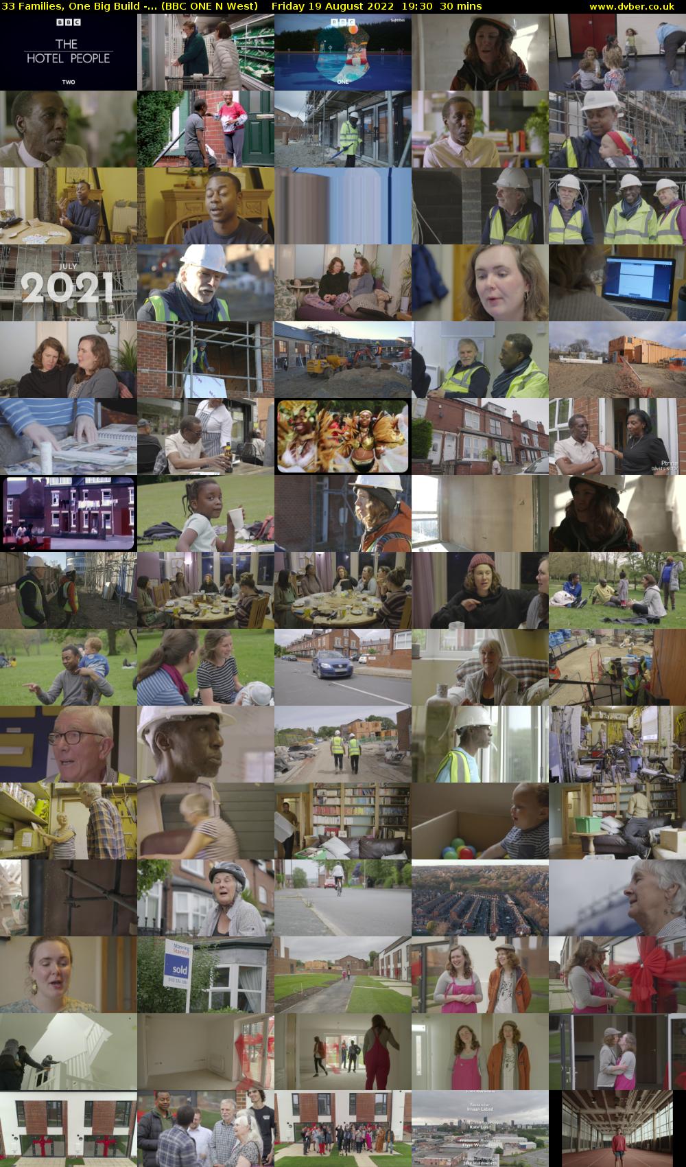 33 Families, One Big Build -... (BBC ONE N West) Friday 19 August 2022 19:30 - 20:00