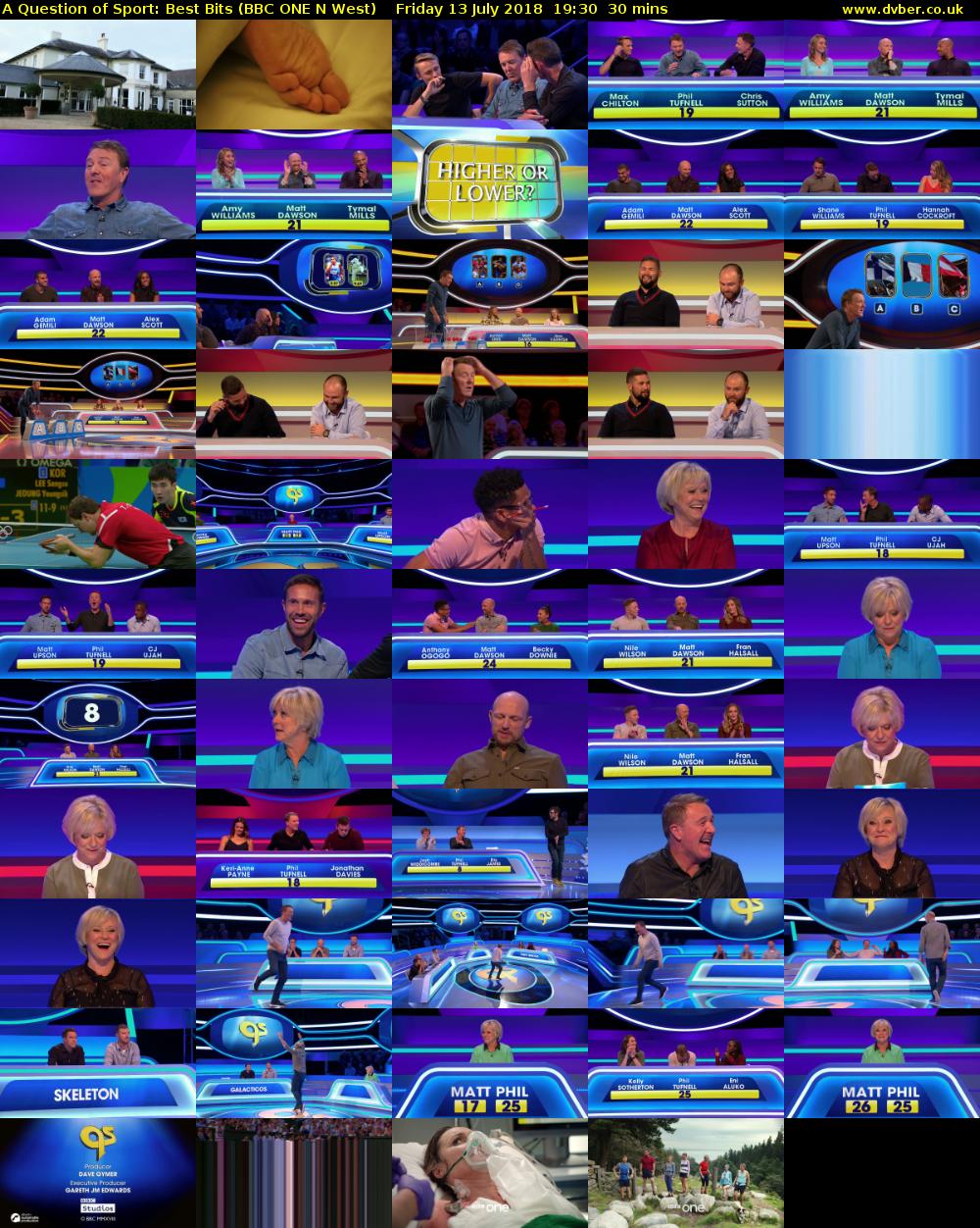 A Question of Sport: Best Bits (BBC ONE N West) Friday 13 July 2018 19:30 - 20:00