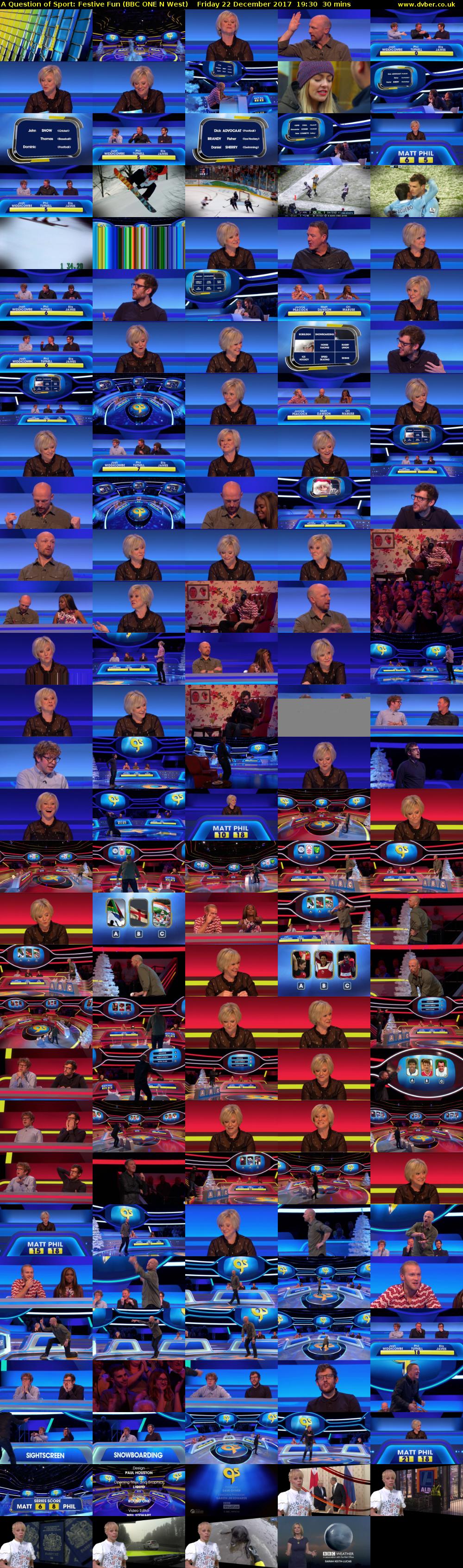 A Question of Sport: Festive Fun (BBC ONE N West) Friday 22 December 2017 19:30 - 20:00