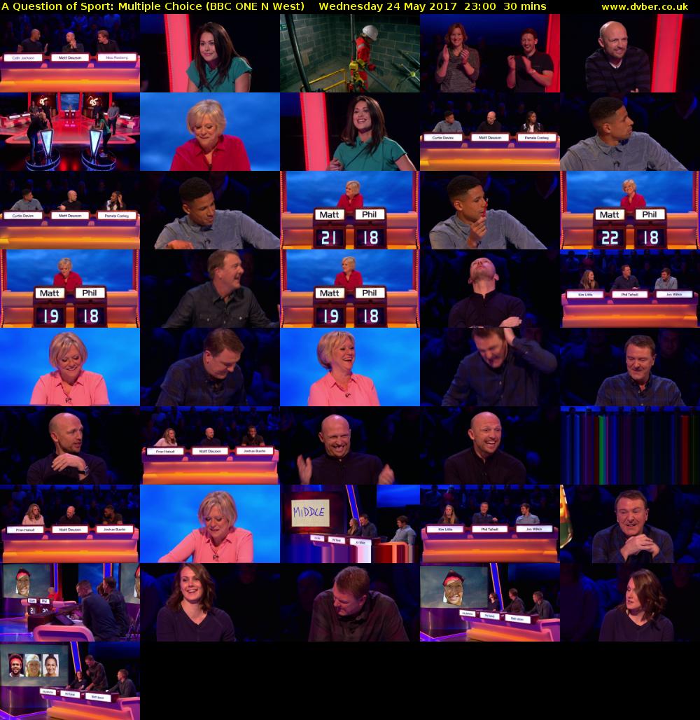 A Question of Sport: Multiple Choice (BBC ONE N West) Wednesday 24 May 2017 23:00 - 23:30